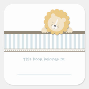 Little Lion {Blue} Bookplates Square Sticker