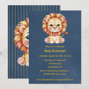 Little Lion Boy Baby Shower Invitation