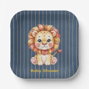 Little Lion Boy Baby Shower Paper Plate