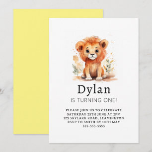 Little Lion Boy Birthday  Invitation