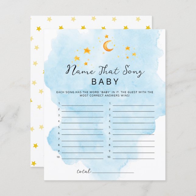 Little Lion Its a Boy Watercolor Name That Song (Front/Back)