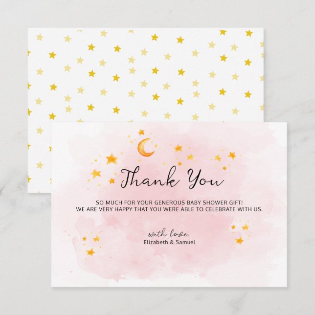 Little Lion Its a Girl Watercolor Thank You Card (Front/Back)