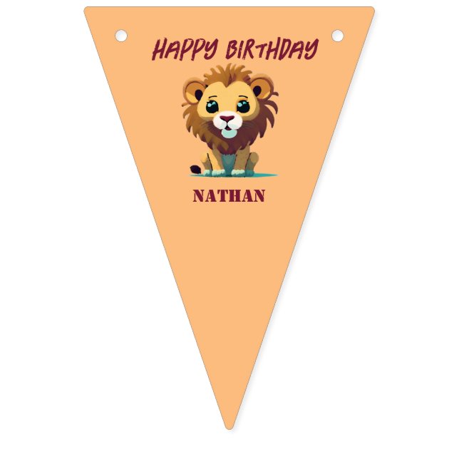 Little Lion personalised Birthday Bunting (First Flag)