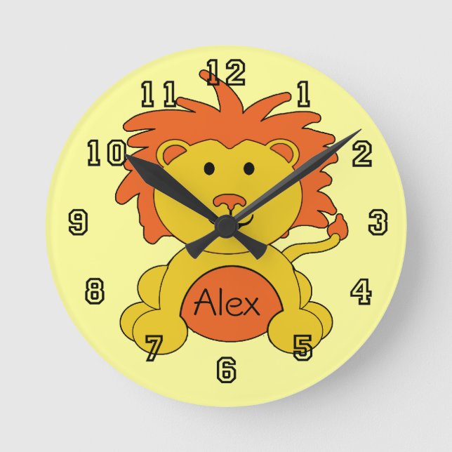 "Little Lion" Personalised Wall Clock (Front)