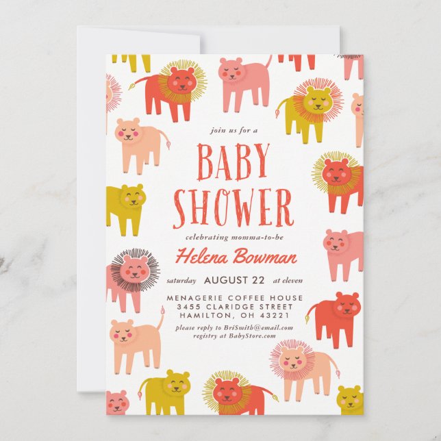 Little Lions Desert Warm Baby Shower Invitation (Front)