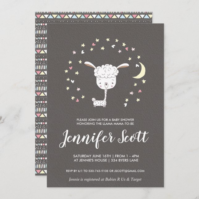 Little Llama Baby Shower Invitation (Front/Back)