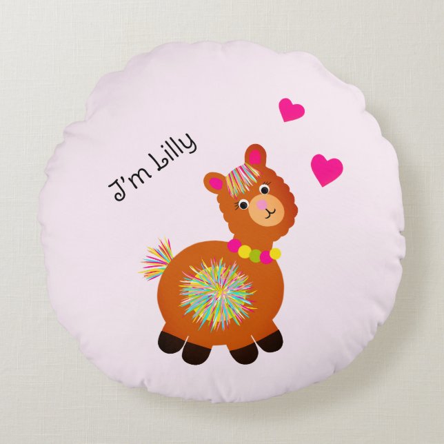 Little Llama Round Cushion (Front)