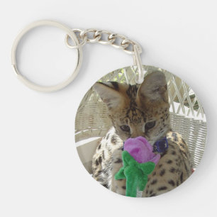 Little Louie - the serval kitten button Key Ring
