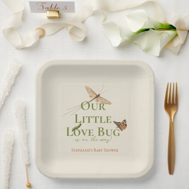 Little Love Bug Baby Shower Gender Neutral Paper Plate (Wedding)