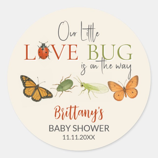 Little Love Bug Baby Shower Sticker (Front)