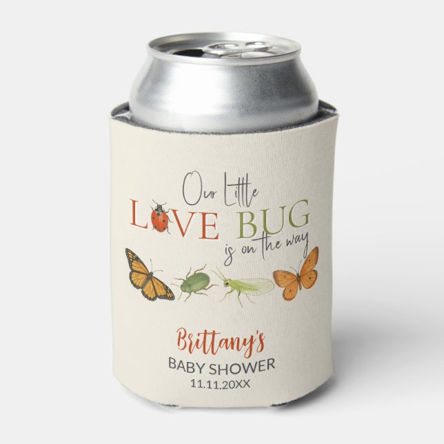 Little Love Bug Baby Shower Sticker Can Cooler (Can Front)