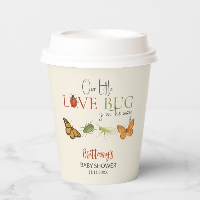 Little Love Bug Baby Shower Sticker Paper Cups (Front)