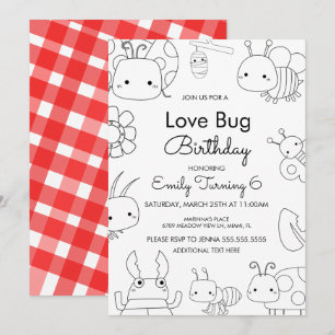 Little Love Bug Birthday Colour Invitation