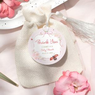 Little Love Bug Bloom Pink Baby Shower Thank you Favour Tags