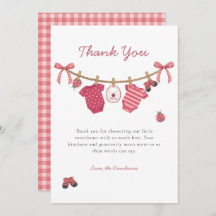 Little Love Bug Clothesline Baby Shower Thank You Card
