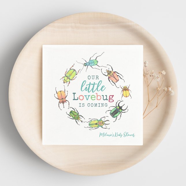 Little Love Bug Cute and Colourful Baby Shower Napkin (Creator Uploaded)