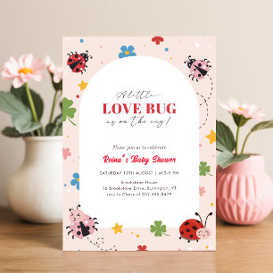 Little Love Bug Floral Girl Baby Shower Invitation