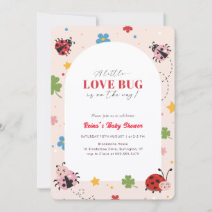 Little Love Bug Floral Girl Baby Shower Invitation
