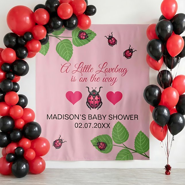 Little Love Bug Is On The Way Ladybug Baby Shower Tapestry (Creator Uploaded)