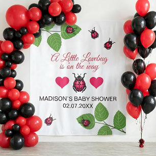Little Love Bug Is On The Way Ladybug Baby Shower Tapestry