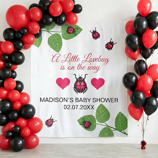 Little Love Bug Is On The Way Ladybug Baby Shower Tapestry