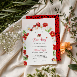 Little Love Bug Ladybug Baby Shower Arch Floral Invitation