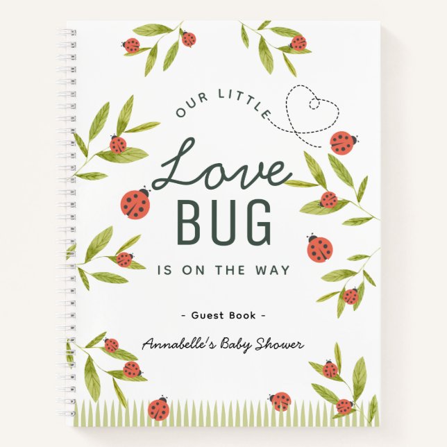 Little Love Bug Ladybug Baby Shower Guest Book (Front)
