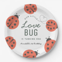 Little Love Bug Ladybug Birthday Paper Plates