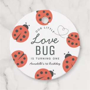 Little Love Bug Ladybug Birthday Thank You Favour  Favour Tags