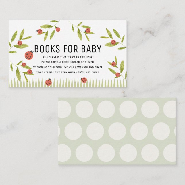 Little Love Bug Ladybug Books for Baby Shower Enclosure Card (Front/Back)