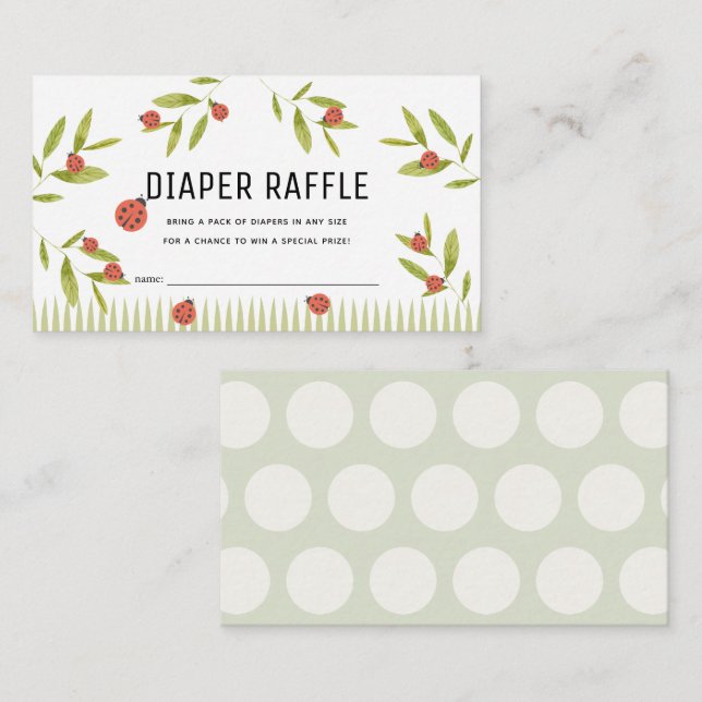 Little Love Bug Ladybug Diaper Raffle Ticket Enclosure Card (Front/Back)
