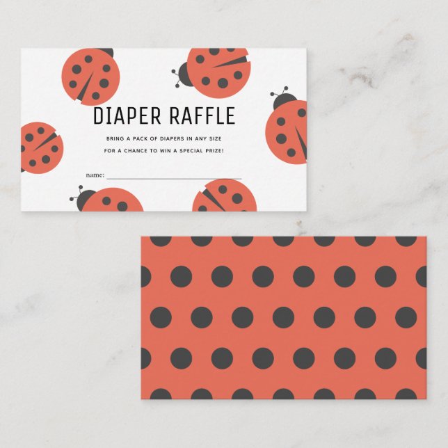 Little Love Bug Ladybug Diaper Raffle Ticket Enclosure Card (Front/Back)