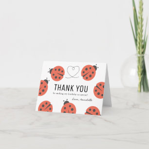 Little Love Bug Ladybug Girl Birthday Thank You Card