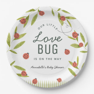 Little Love Bug Ladybug Leaf Baby Shower Paper Plate