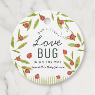 Little Love Bug Ladybug Leaf Baby Shower Thank You Favour Tags