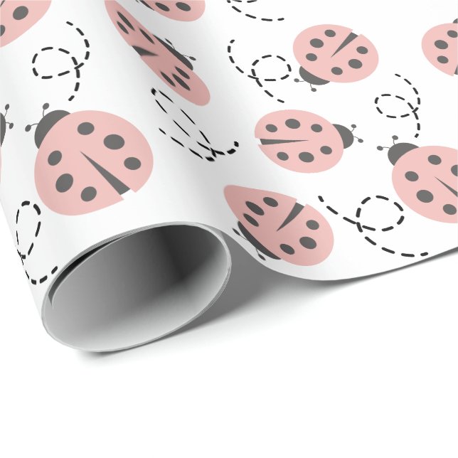 Little Love Bug Ladybug Pink Wrapping Paper (Roll Corner)