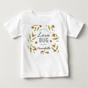 Little Love Bug Ladybugs & Leaves Birthday Baby T-Shirt