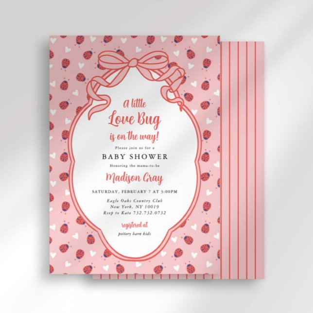 Little Love Bug on the Way Baby Shower Invitation (Creator Uploaded)
