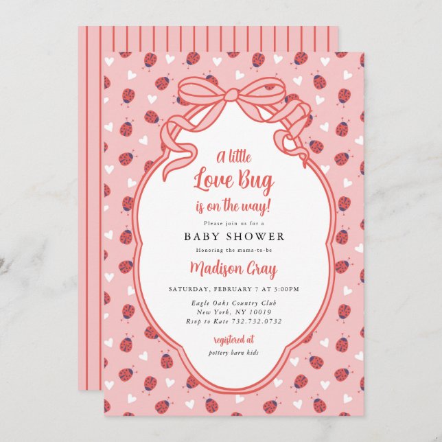 Little Love Bug on the Way Baby Shower Invitation (Front/Back)