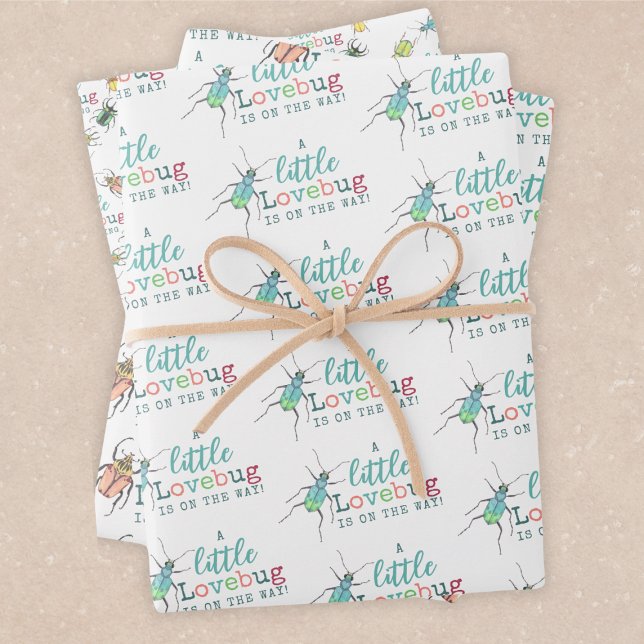 Little Love Bug on the Way Baby Shower Wrapping Paper Sheet (Creator Uploaded)