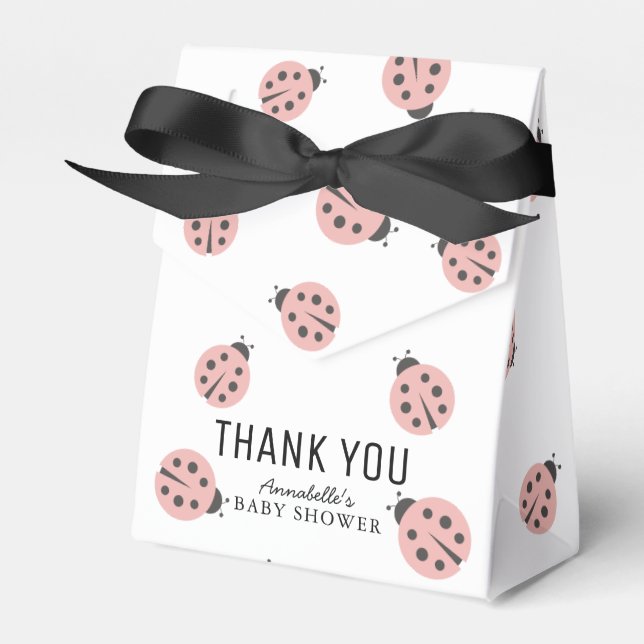 Little Love Bug Pink Ladybug Baby Shower Favour Box (Front Side)
