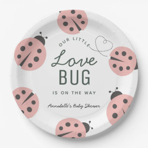 Little Love Bug Pink Ladybug Baby Shower Paper Plate