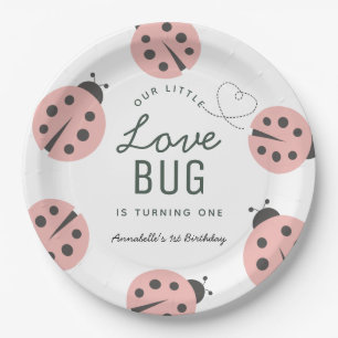 Little Love Bug Pink Ladybug Birthday Paper Plates