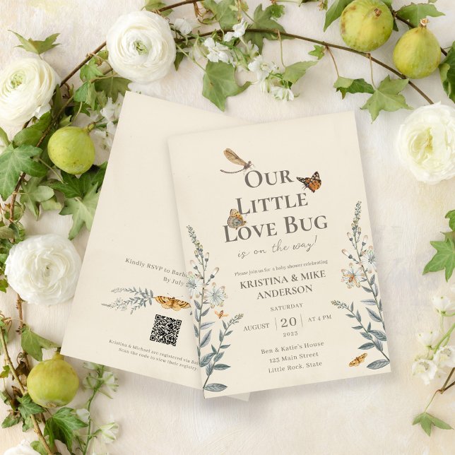 Little Love Bug QR Code Baby Shower Invitation (Creator Uploaded)