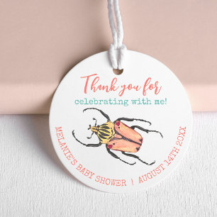 Little Love Bug Thank You Baby Shower Pink Beetle Favour Tags