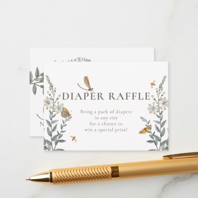 Little Love Bug Wildflower Baby Shower  Enclosure Card (Front/Back In Situ)