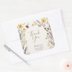 Little Love Bug Wildflower Baby Shower Square Sticker