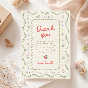 Little Love Bug Wildflower Baby Shower Thank You Card