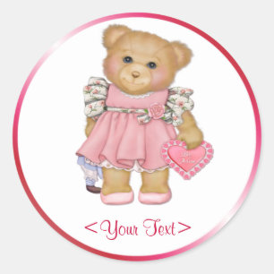 Little Love Teddy - Customise Text Classic Round Sticker