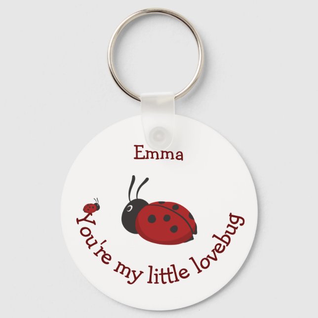 Little Lovebug Cute Ladybug Quote Custom Name Key Ring (Front)